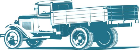 Téléchargez les illustrations : Illustration rétro avec un camion sur fond blanc. - en licence libre de droit