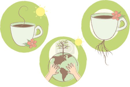 Téléchargez les illustrations : Ensemble de mains vectorielles avec café et thé - en licence libre de droit
