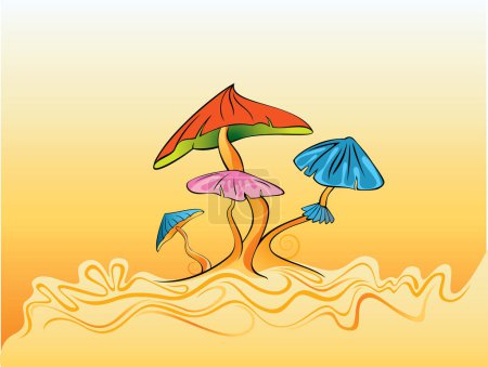 Illustration for Vector illustration of a cartoon mushrooms - Royalty Free Image