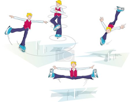 Ilustración de Vector conjunto de hombres saltando en diferentes poses - Imagen libre de derechos