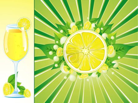 Illustration for Illustration of a glass of lemonade with lemons - Royalty Free Image