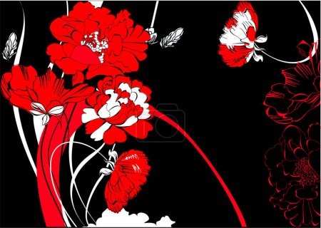 Illustration for Abstract floral background with red and white flowers - Royalty Free Image