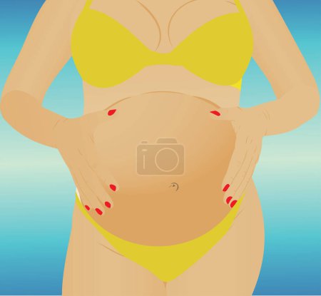 Téléchargez les illustrations : Ventre de femme enceinte illustration vectorielle - en licence libre de droit