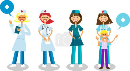 Illustration for Cartoon doctors with nurses - Royalty Free Image