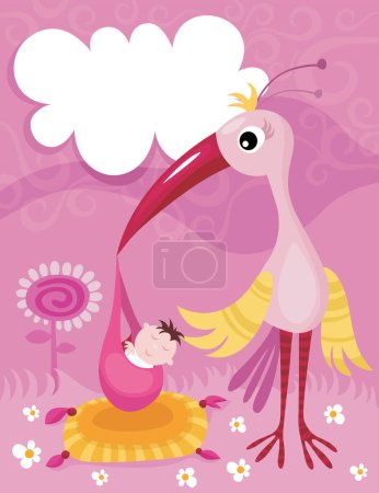 Téléchargez les illustrations : Illustration d'un oiseau sur fond rose - en licence libre de droit