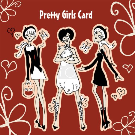 Téléchargez les illustrations : Belles filles avec carte - en licence libre de droit