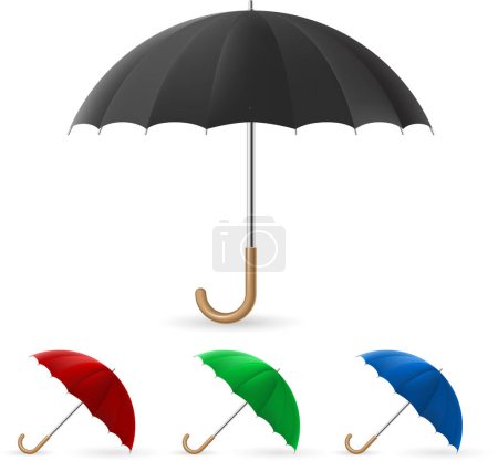 Ilustración de Conjunto de ilustración vectorial paraguas de color - Imagen libre de derechos
