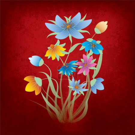 Téléchargez les illustrations : Fond floral abstrait, illustration vectorielle - en licence libre de droit