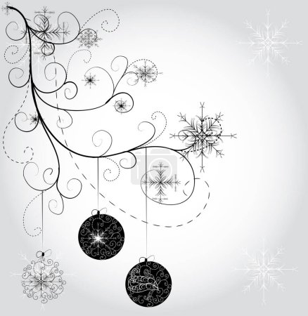 Ilustración de Tarjeta de Navidad con bolas vector ilustración - Imagen libre de derechos