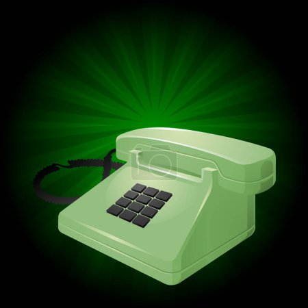 Illustration for Green telephone with gradient background illustration - Royalty Free Image
