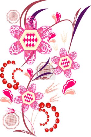 Téléchargez les illustrations : Aquarelle motif floral avec des fleurs illustration sur fond blanc. - en licence libre de droit