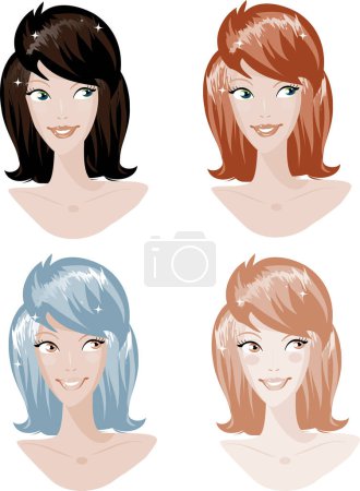 Ilustración de Set of beautiful women. vector illustration - Imagen libre de derechos