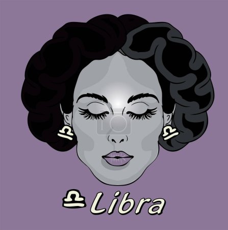 Illustration for Girl with a horoscope libra sign. vector illustration - Royalty Free Image