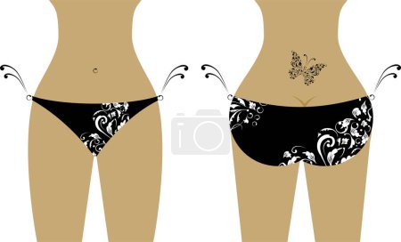 Illustration for Vector illustration of a woman in black underwear - Royalty Free Image