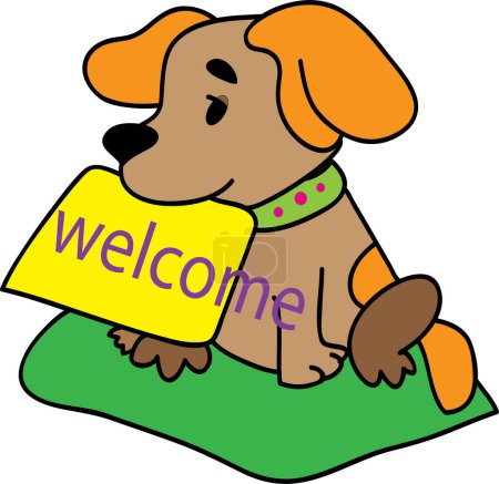 Illustration for Dog with welcome sign - Royalty Free Image