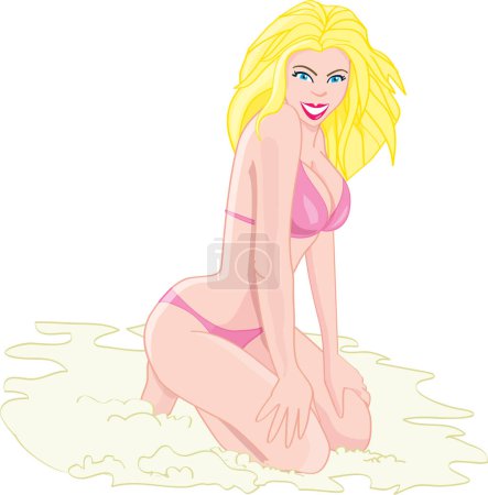 Illustration for Beautiful blonde woman in lingerie with foam - Royalty Free Image