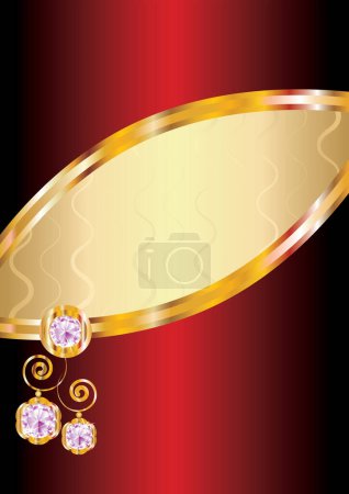 Illustration for Gold background with red and white flowers - Royalty Free Image