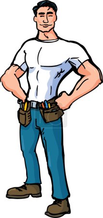 Illustration for Illustration of a young man with a belt on a white background - Royalty Free Image