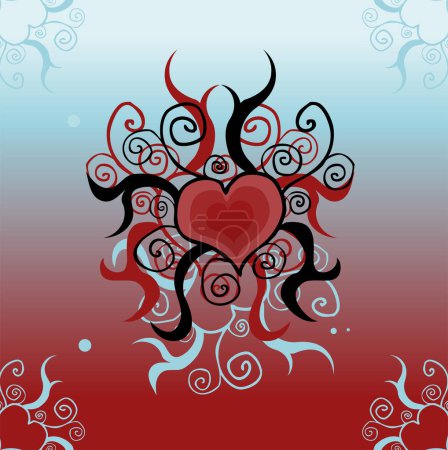Ilustración de Corazón abstracto con adorno rojo - Imagen libre de derechos
