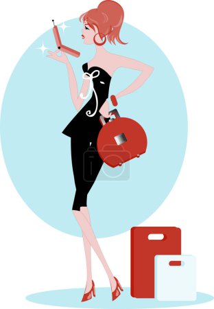 Ilustración de Joven mujer de negocios con maleta, vector diseño simple - Imagen libre de derechos