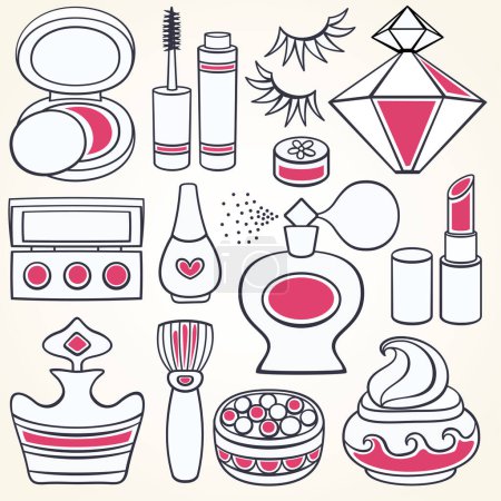 Illustration for Set of decorative cosmetics and accessories - Royalty Free Image
