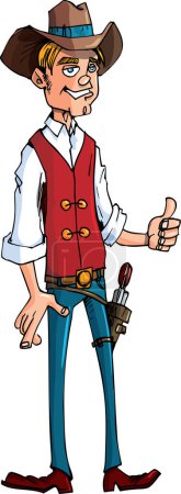 Illustration for Cartoon cowboy with thumb up - Royalty Free Image