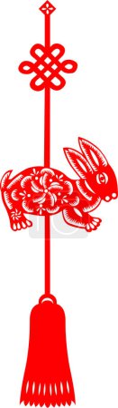 Illustration for Red chinese lantern with rabbit. vector illustration. - Royalty Free Image