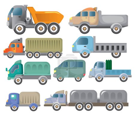 Téléchargez les illustrations : Ensemble de véhicules différents. illustration vectorielle - en licence libre de droit