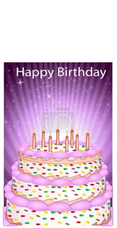 Ilustración de Feliz cumpleaños tarjeta de felicitación, vector de ilustración - Imagen libre de derechos