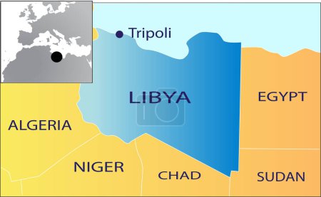 Téléchargez les illustrations : Carte de la Libye, vecteur design simple - en licence libre de droit
