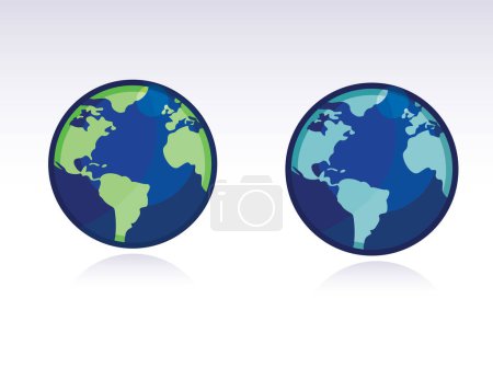 Téléchargez les illustrations : Globes du monde, illustration vectorielle - en licence libre de droit