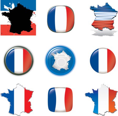 Illustration for France flag set icons - Royalty Free Image