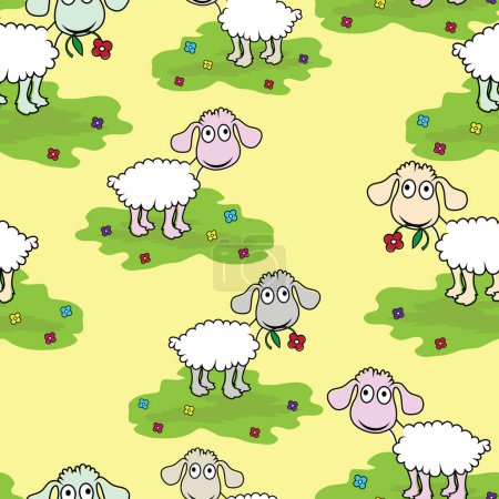 Illustration for Seamless pattern with cute sheep - Royalty Free Image
