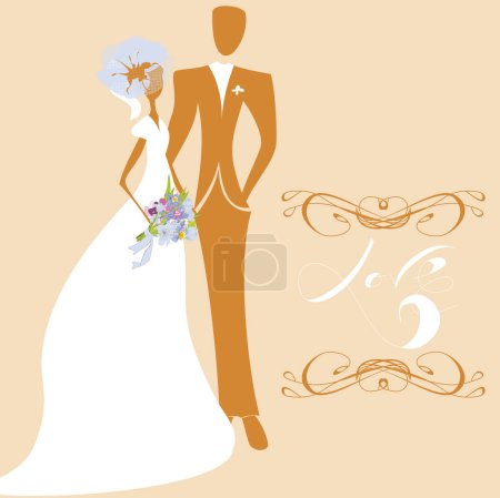 Illustration for Wedding card with inscription LOVE - Royalty Free Image