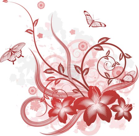 Ilustración de Fondo floral abstracto con mariposas. Ilustración vectorial
. - Imagen libre de derechos