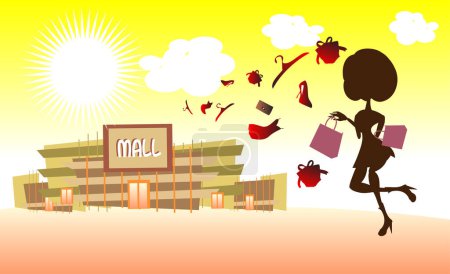 Illustration for Illustration with shopping bags and woman - Royalty Free Image