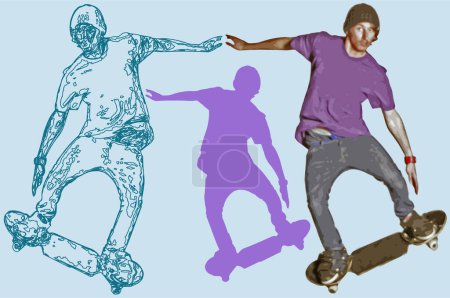 Illustration for Vector illustration of a man with a skateboard - Royalty Free Image