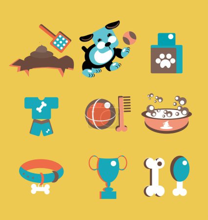 Ilustración de Conjunto de iconos lindos con mascotas. ilustración vectorial - Imagen libre de derechos