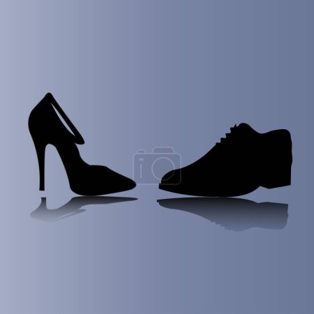 Illustration for Silhouette woman and man shoes. vector illustration. - Royalty Free Image
