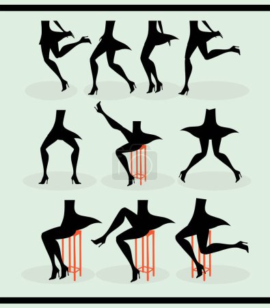 Téléchargez les illustrations : Jeu vectoriel de gymnaste. silhouettes. gymnastique. - en licence libre de droit