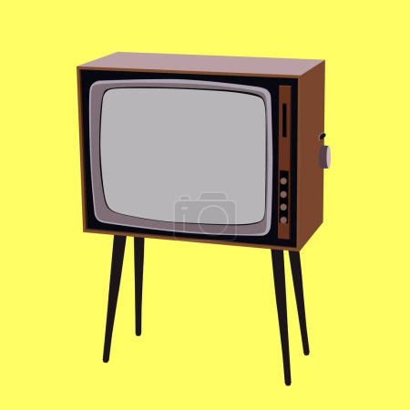 Téléchargez les illustrations : Vieille télévision sur fond jaune illustration vectorielle - en licence libre de droit