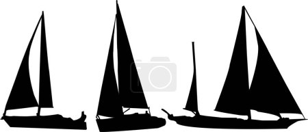 Téléchargez les illustrations : Yachts set vector illustration - en licence libre de droit