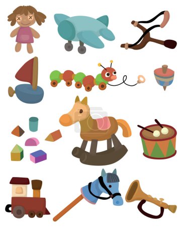Illustration for Cartoon illustration of kids toys on white background - Royalty Free Image