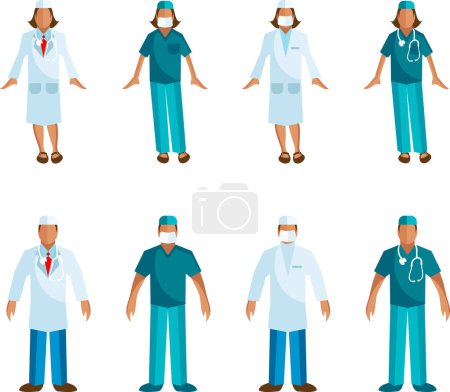 Téléchargez les illustrations : Vector illustration of doctors. flat cartoon characters - en licence libre de droit