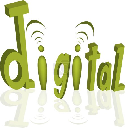 Illustration for An image of a stylized digital word in 3d letters. - Royalty Free Image