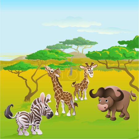 Téléchargez les illustrations : Animaux sauvages africains dans la nature - en licence libre de droit