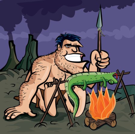 Ilustración de Personaje de dibujos animados de la ilustración vectorial cavernícola - Imagen libre de derechos