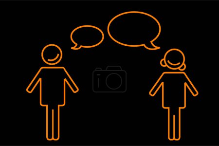 Illustration for Speech bubble with people icon, line style - Royalty Free Image