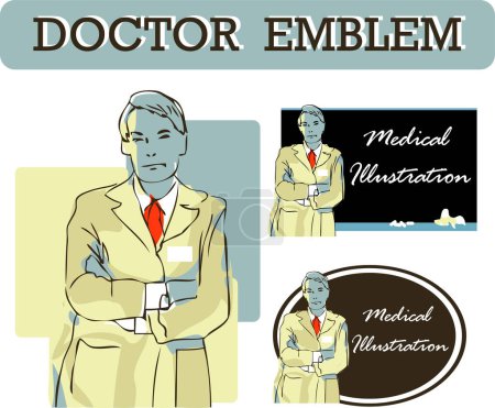 Téléchargez les illustrations : Illustration vectorielle de l'emblème médecin - en licence libre de droit