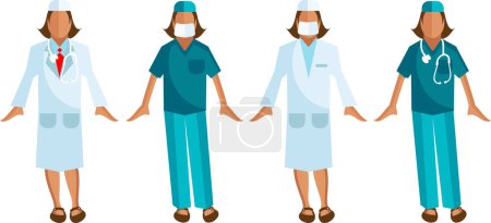 Téléchargez les illustrations : Ensemble de médecins, d'infirmières et d'infirmières - en licence libre de droit